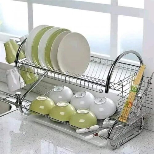 2 Layer Dish Drainer Kitchen Rack