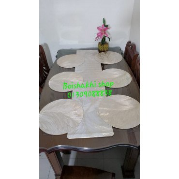6 Pcs Table Mat + 1 Runner Set(Round shape)